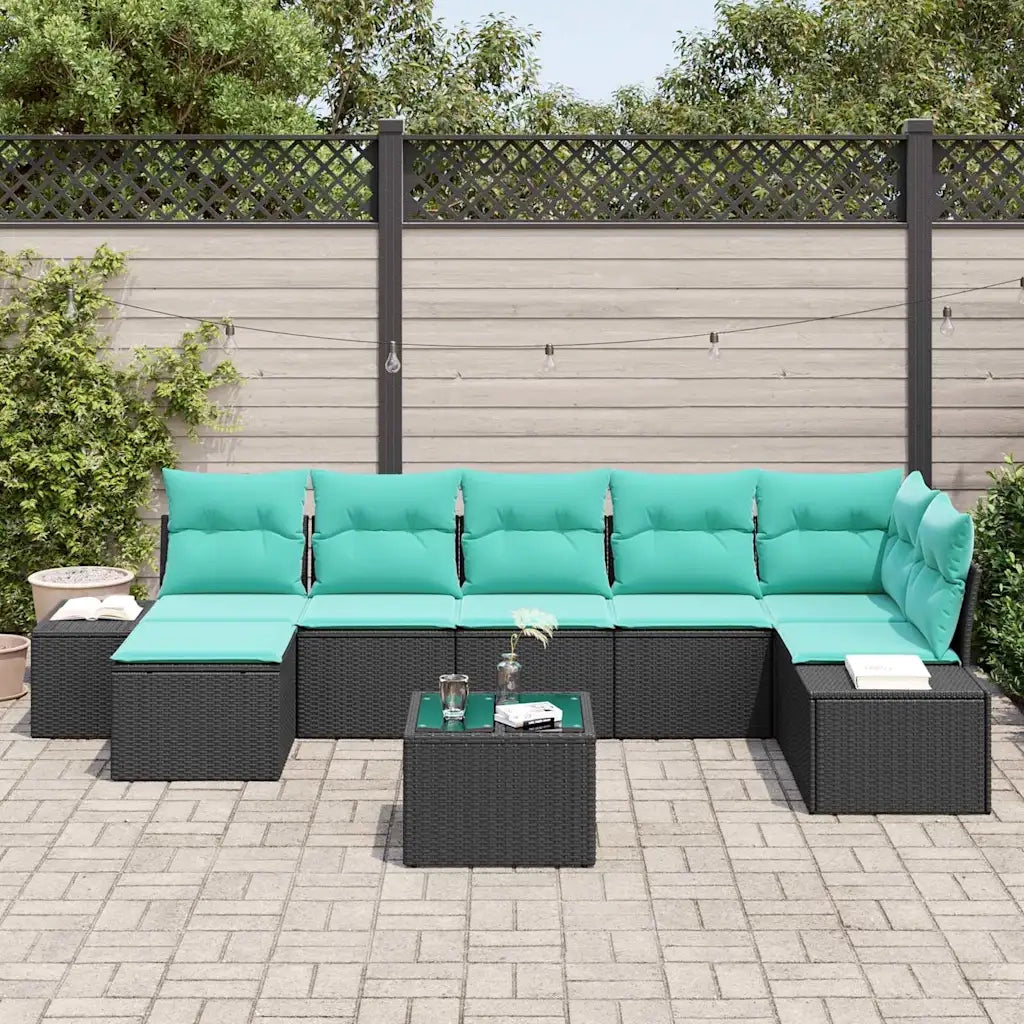 Set Divano da Giardino 8 pz Nero polyrattan 3347166