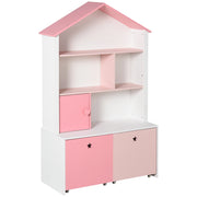 EasyComfort Libreria Scaffale Portagiochi Rosa per Cameretta Bimbi e Ragazzi con 2 Cassetti Estraibili, 80 x 34 x 130 cm