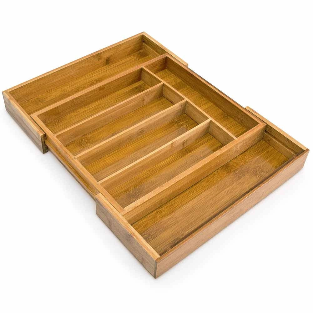Portaposate Estensibile da Cassetto Cucina Porta Posate in Legno Bambu 37x31cm