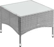® Tavolino da Giardino Esterno in Polyrattan 58x58x42cm Piano in Vetro Tavolo Basso da Caffè Quadrato Poggiapiedi