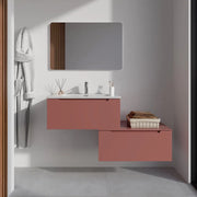 Mobile bagno sospeso modulare 80 cm terracotta opaco due cassetti con lavabo | Bako