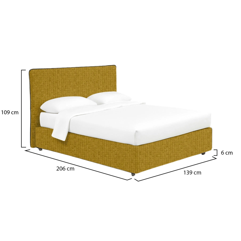 Oldham, Letto Piazza e Mezza Sfoderabile Made in Italy, Giallo Ocra