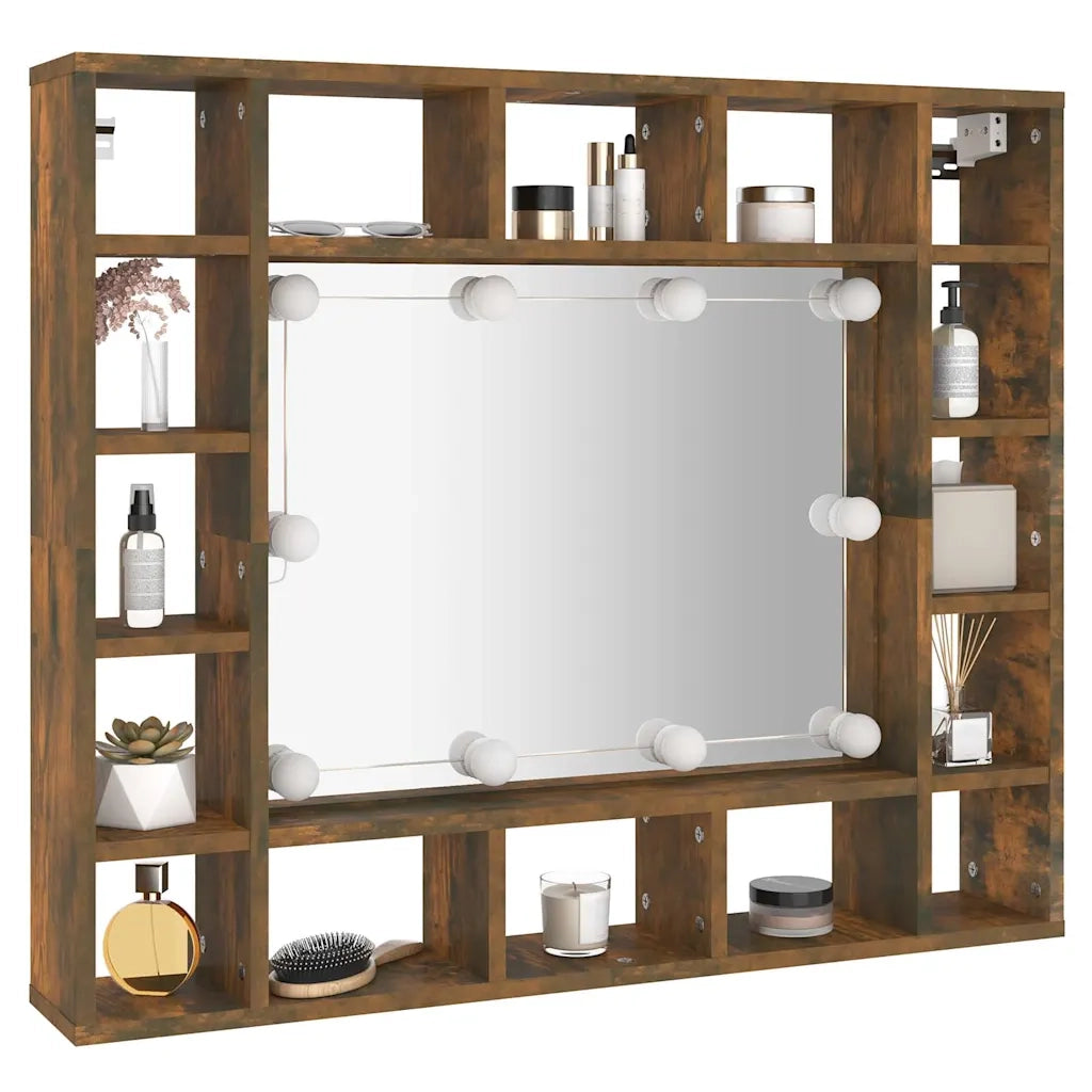 Mobile a Specchio con LED Rovere Fumo 91x15x76,5 cm cod mxl 78003