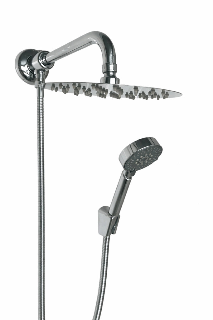 Kit set doccia deviatore con doccetta e soffione e braccio 40 cm