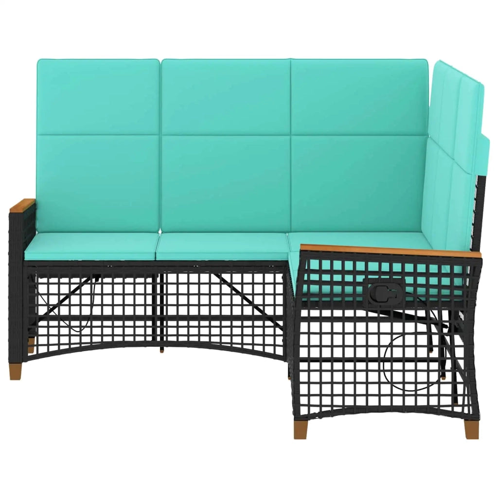 Set di Divani Recliner da Giardino Regolabile Nero e Turchese 42026828