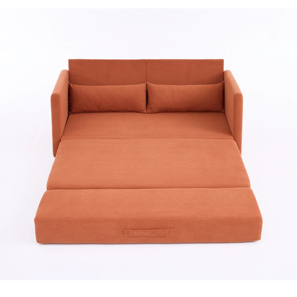 Divano letto 2 posti ¨C Minimal ¨C Tessuto corda arancione 165x92x82 cm con cuscini