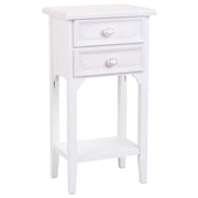 Comodino in legno con 2 cassetti e 1 ripiano bianco 37x26,5x69,5.h cm