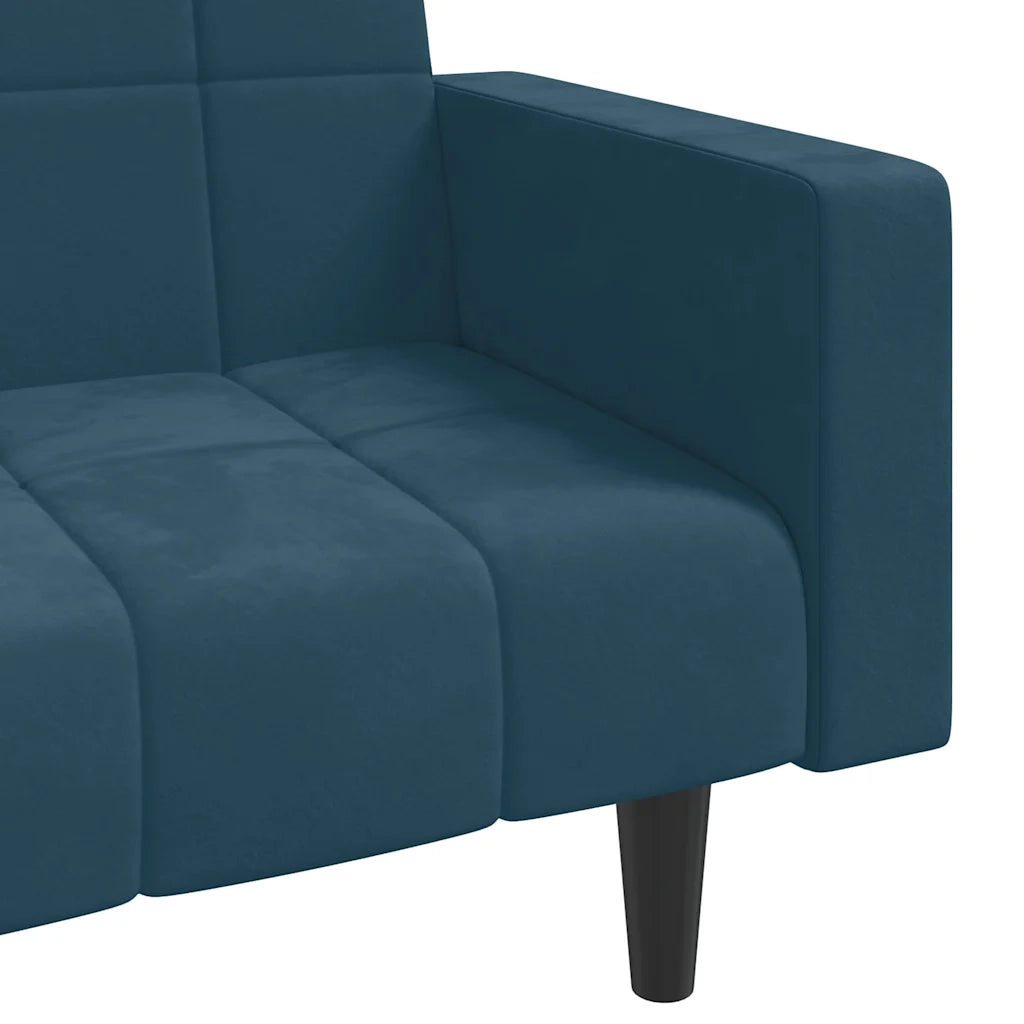 Divano letto | Sof¨¤ letto | Letto singolo a 2 Posti con 2 Cuscini Blu in Velluto