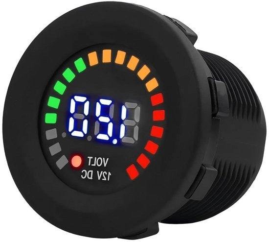 Voltmetro digitale 12V per motocicletta con display LED impermeabile - nero - Voltmetro per motocicletta con display 2-3 pollici