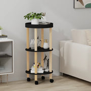 Carrello 3 Ripiani Nero 38x38x82 cm in Legno Multistrato e Pino 345601