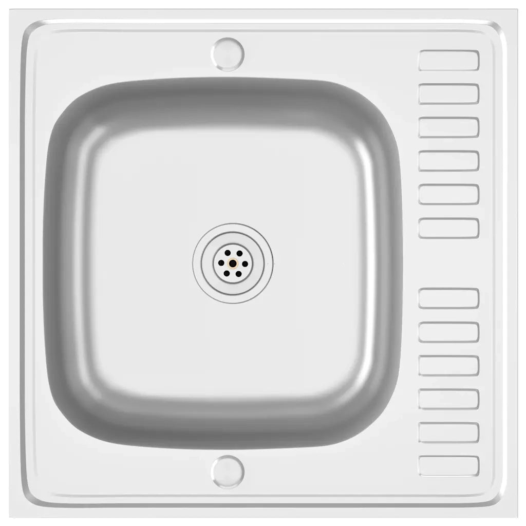 Lavello Cucina e Scolapiatti 600x600x155mm Acciaio Inox Argento cod mxl 46197