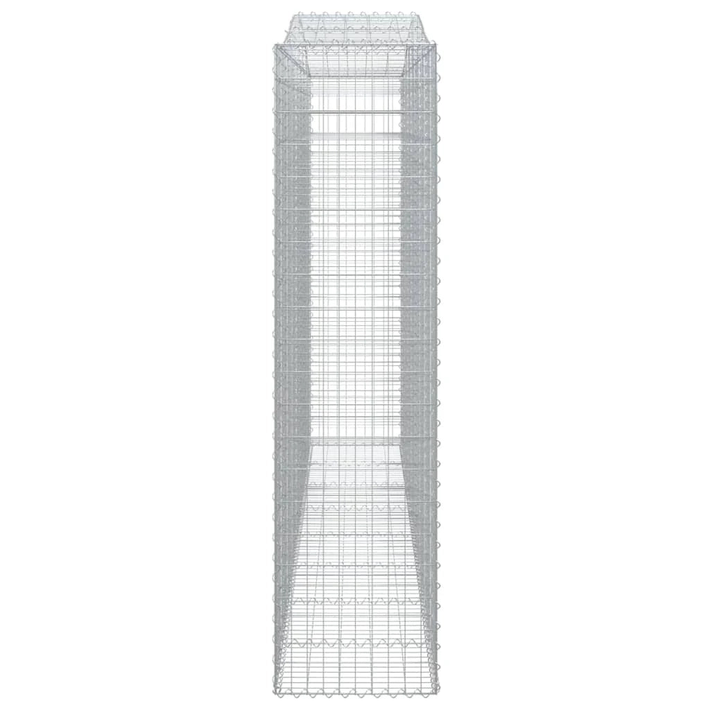 Cestini gabbioni recinzione a gabbia muro di contenimento ad arco 6 pezzi 400 x 50 x 200/220 cm ferro zincato argento 02_0041058