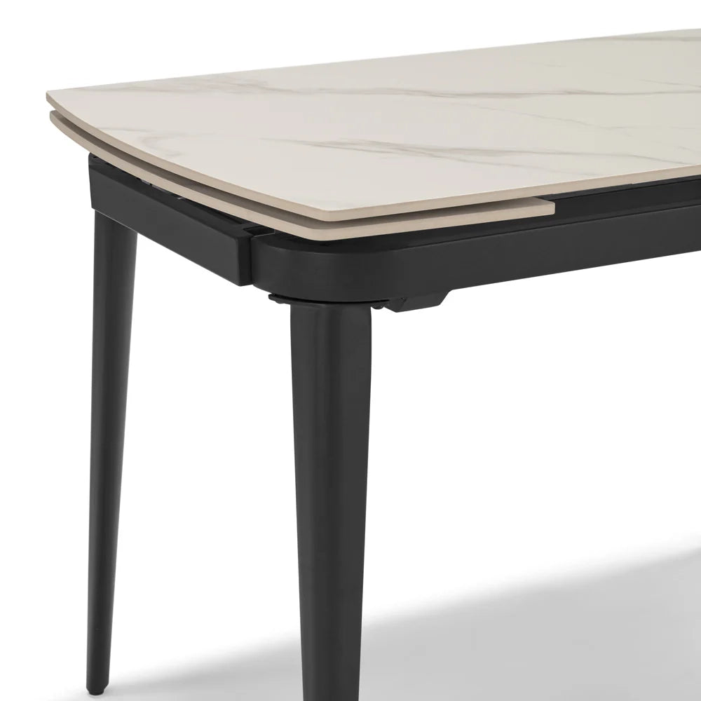 Tavolo da pranzo allungabile 110X72 Marmo di Carrara modello ZANTE fino a a 160 CM per sala da pranzo, cucina e soggiorno, design moderno con top in grès ceramico