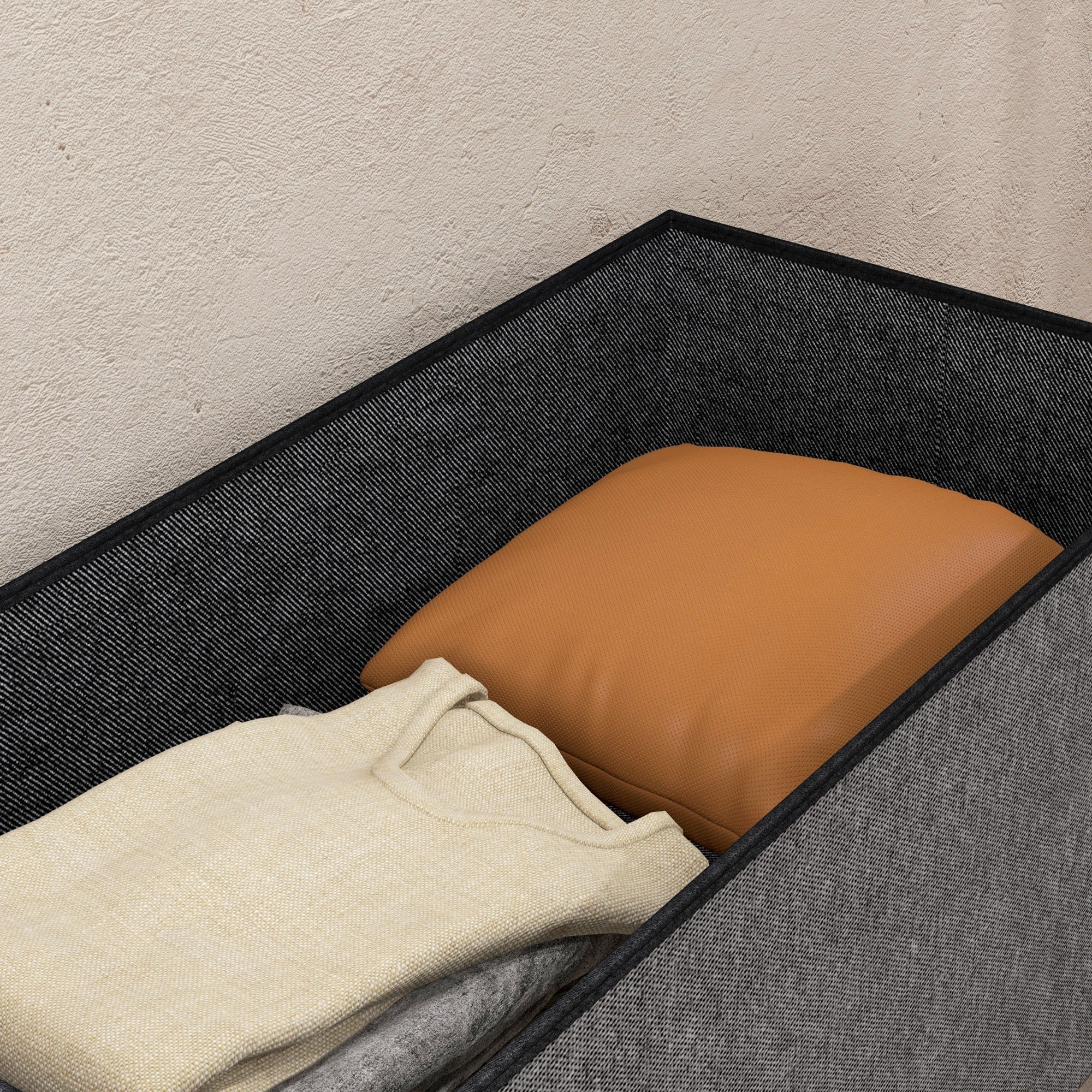 Panca Contenitore Pieghevole 84L 76x38x38 cm in Tessuto Grigio Scuro