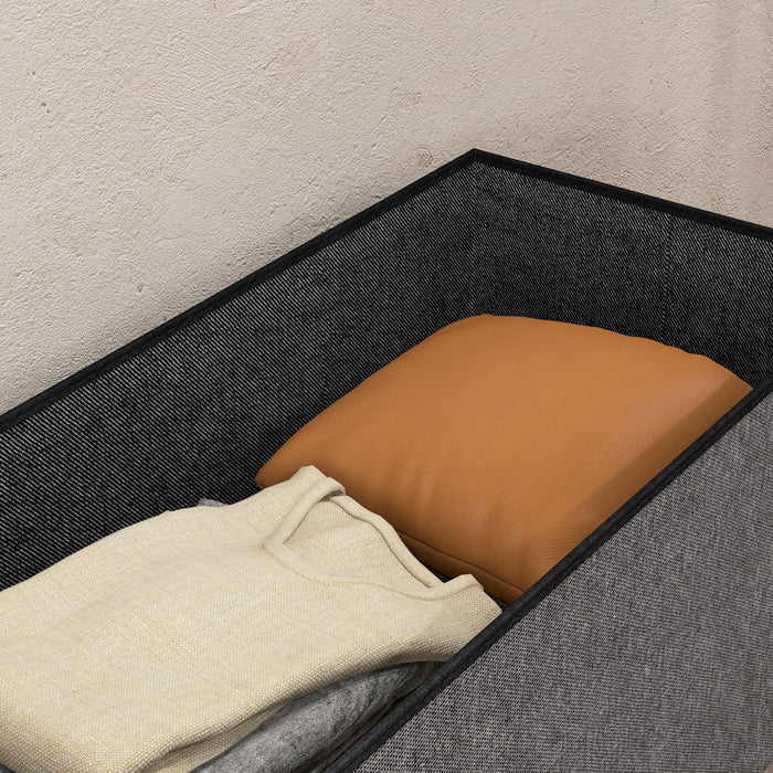 Panca Contenitore Pieghevole 84L 76x38x38 cm in Tessuto Grigio Scuro