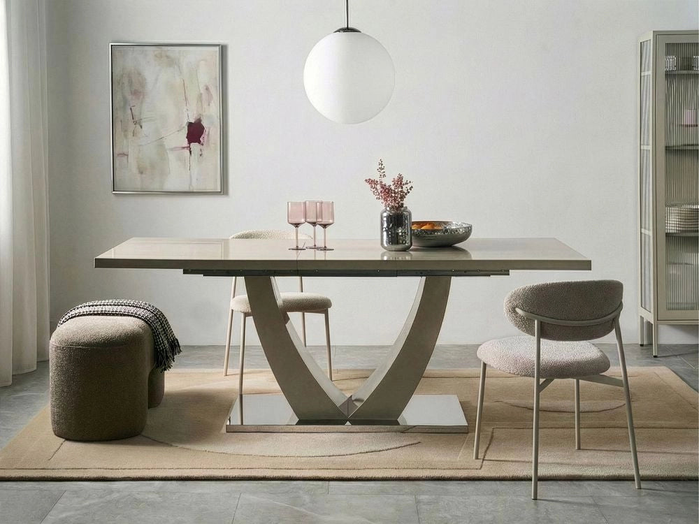Tavolo da pranzo MDF beige chiaro 160/200 x 90 cm Allungabile Rettangolare Moderno Sala da pranzo Cucina