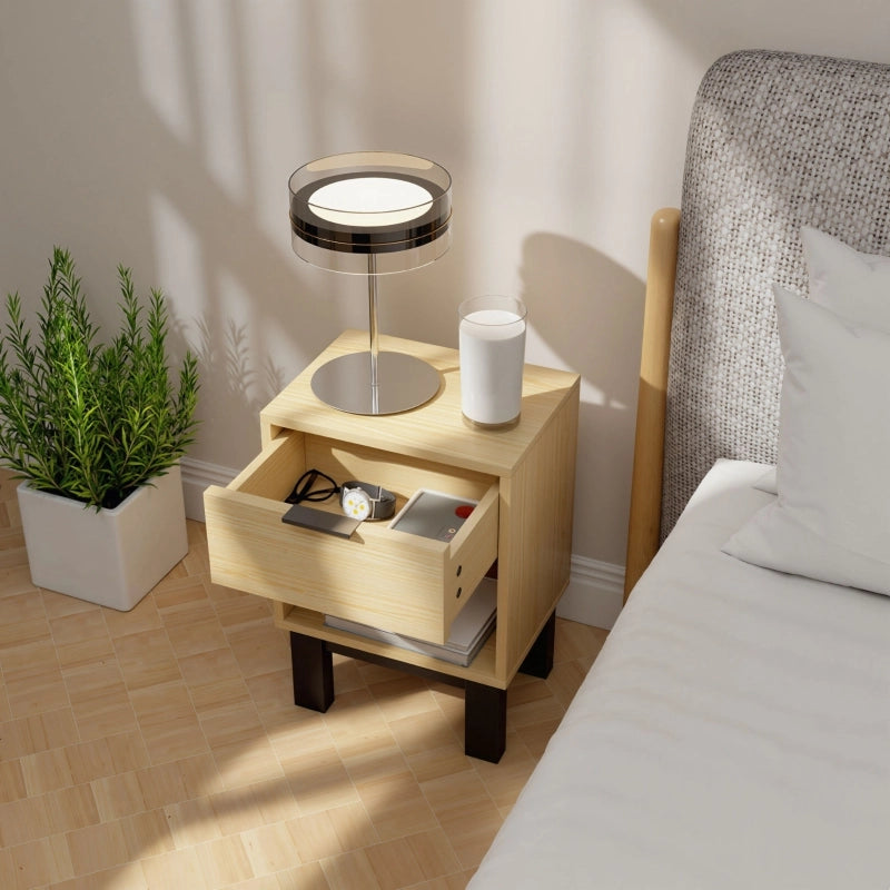 COMODINO con cassetto e vano aperto 35x26x50 cm Rovere