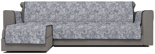 Copridivano con Penisola Sinistra Seduta 290 cm in Poliestere e Cotone Blu Scuro