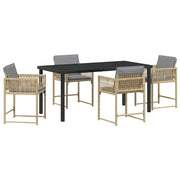 Set da Pranzo per Giardino 5 pz | Set Salotto da Giardino Beige polyrattan