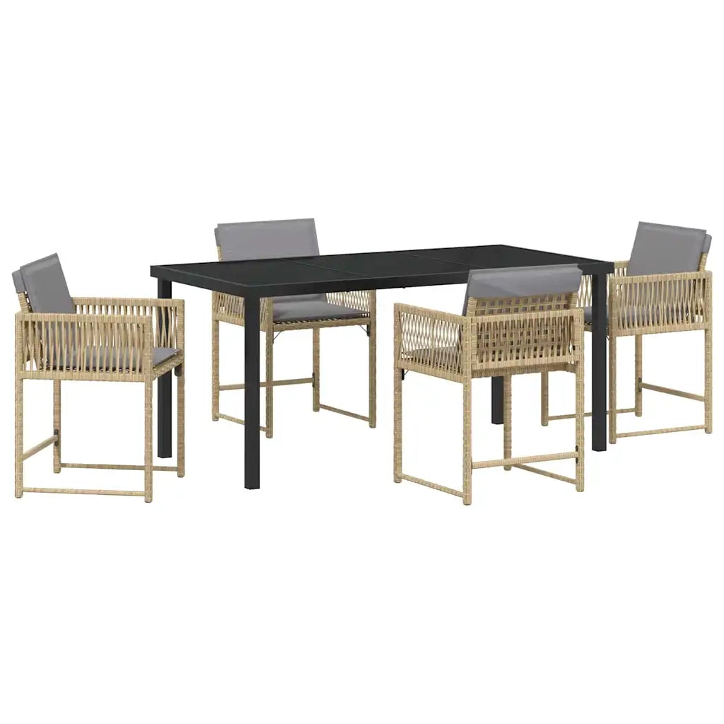 Set da Pranzo per Giardino 5 pz | Set Salotto da Giardino Beige polyrattan