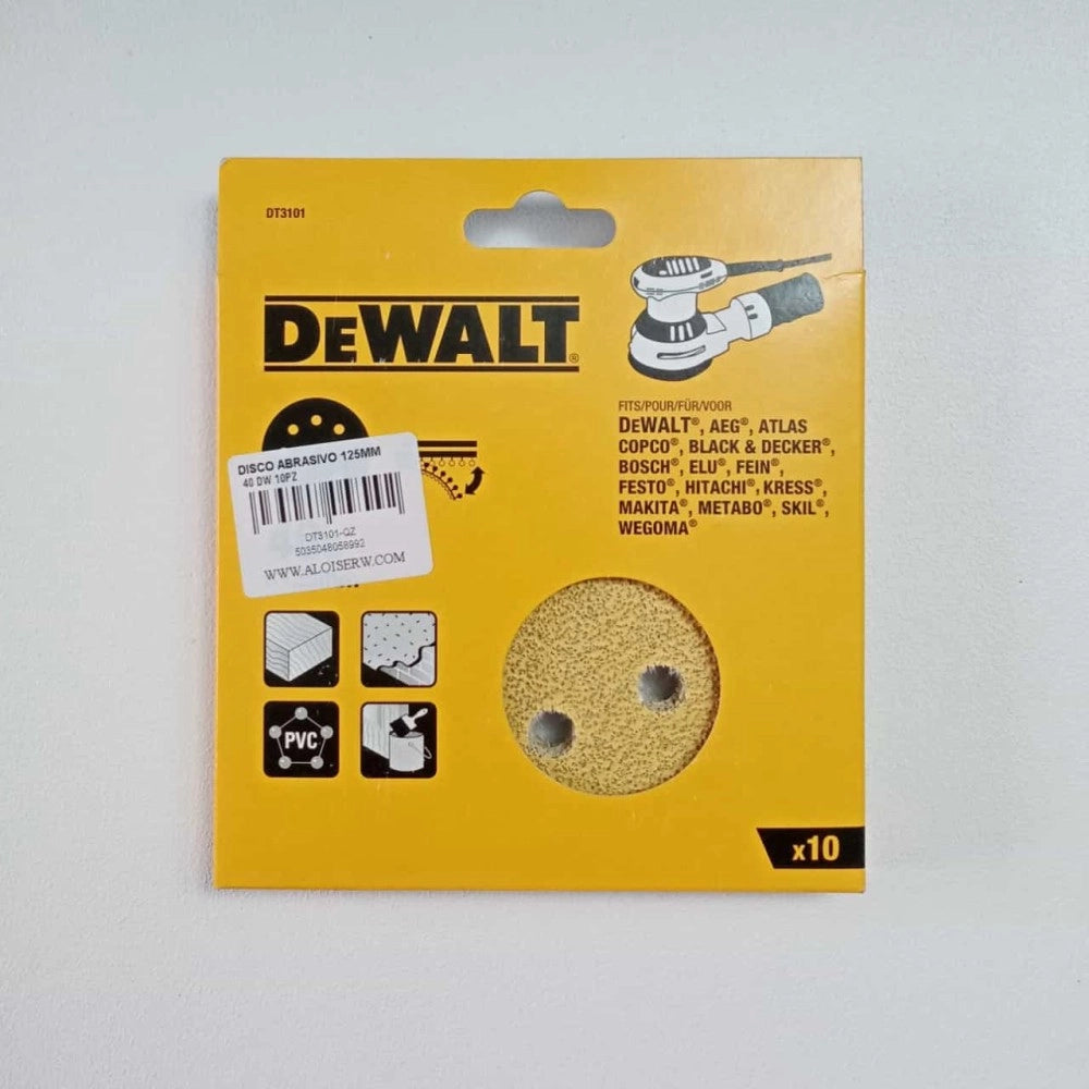 Dewalt 10pz da 125mm disco abrasivo per levigatrice con velcro, grana 120