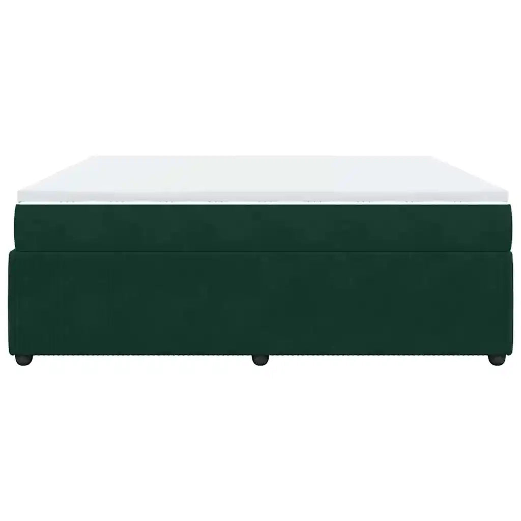 vidaXL Giroletto a Molle con Materasso Verde Scuro 200x200 cm Velluto