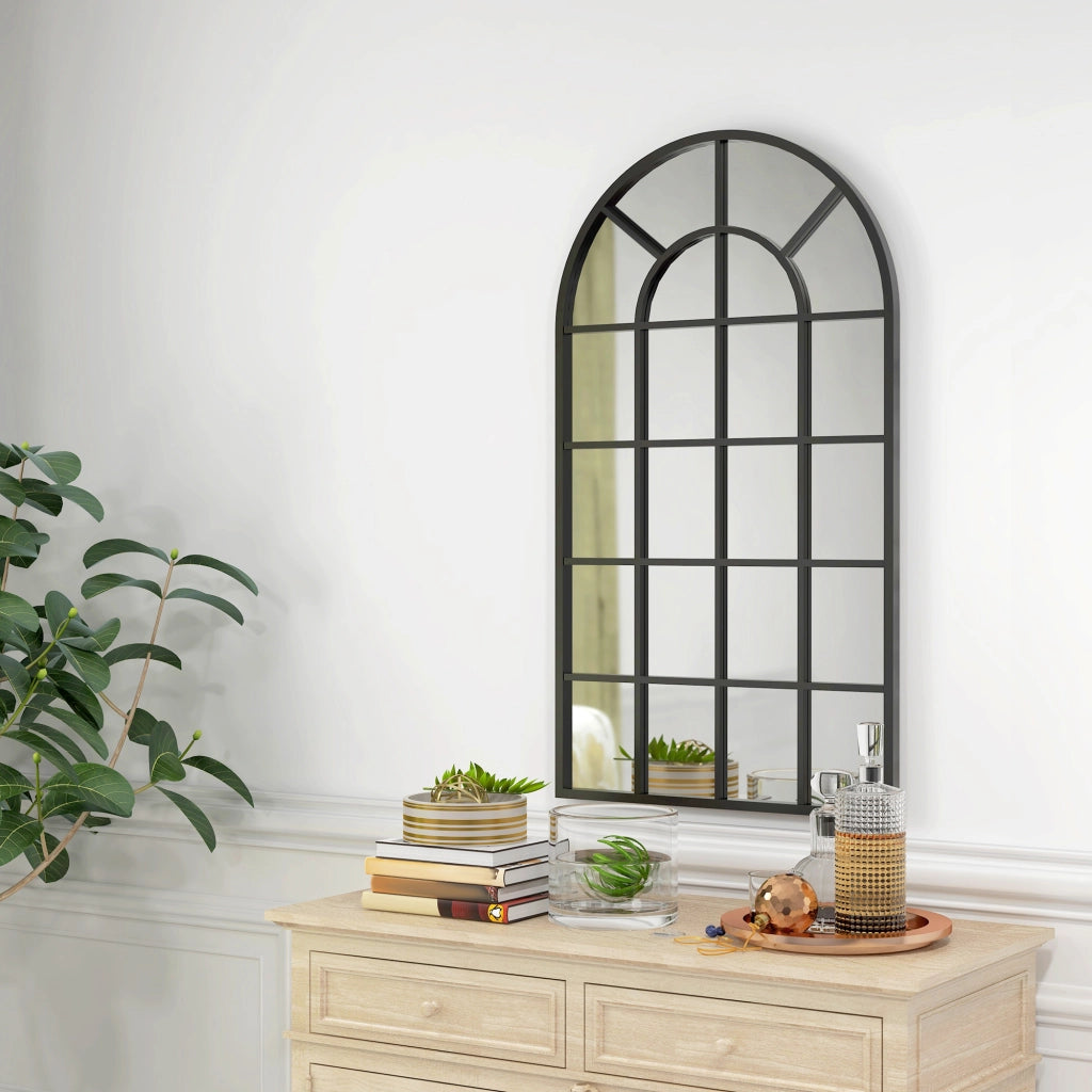 Specchio a parete stile industriale con arco in metallo ¨C zephmum ¨C 110x65 cm nero