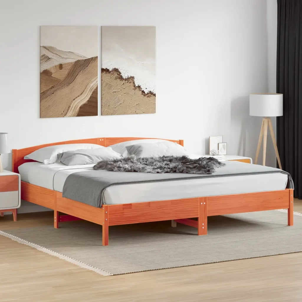 Letto matrimoniale | Letto per adulti | Giroletto senza Materasso Marrone Cera 180x200 cm Legno di Pino