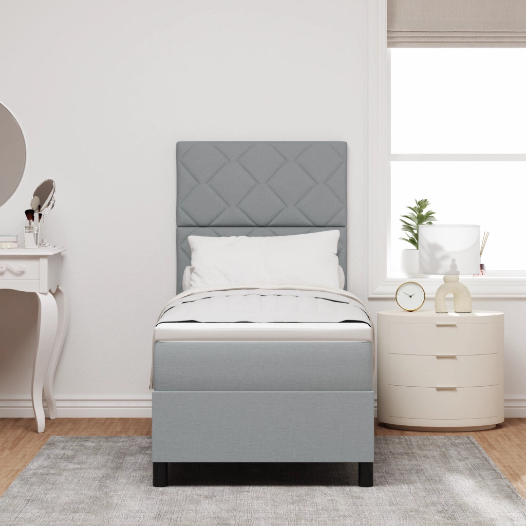 Letto a Molle con Materasso Grigio Chiaro 80x200 cm Tessuto