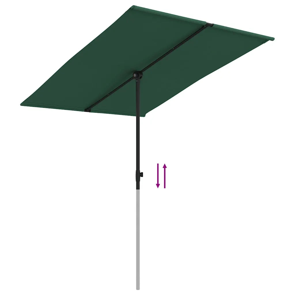 Ombrellone da Giardino con Palo in Alluminio 2x1,5 m Verde 47336