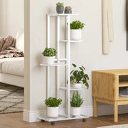 Fioriera a 5 Piani con Ruote-Vaso-Contenitore per Piante 44x23x100 cm Ferro Bianco