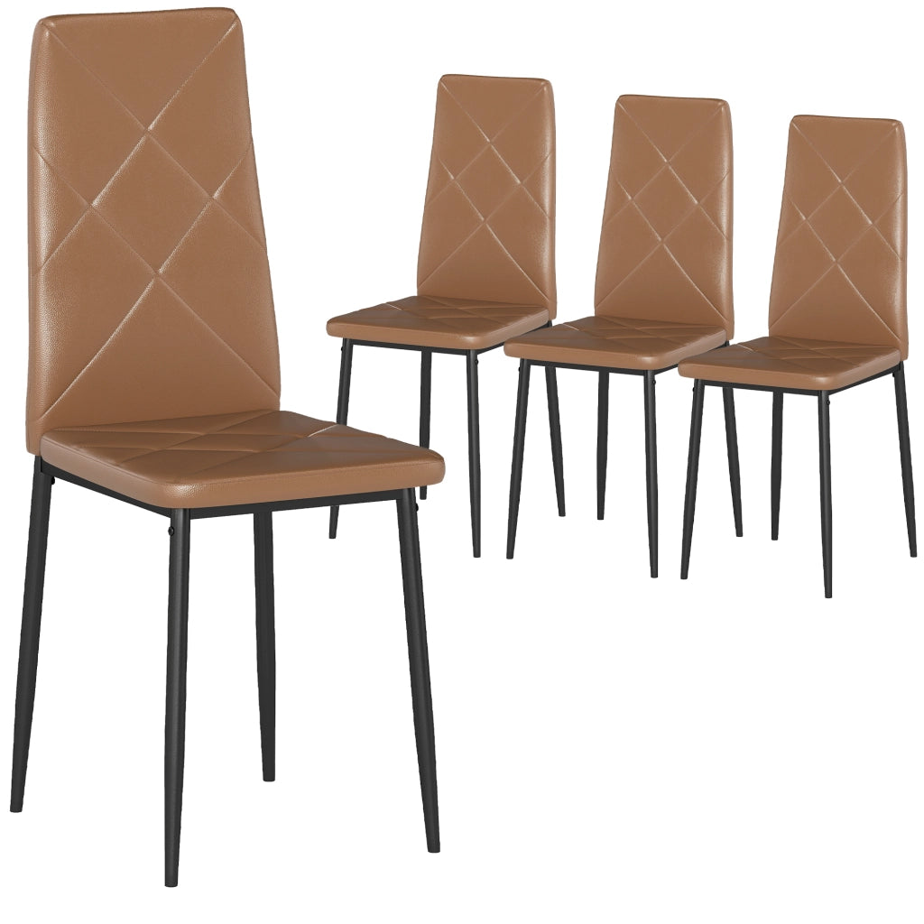 Set 4 Sedie da Pranzo ¨C Xylo ¨C Schienale Alto Similpelle Marrone Struttura Acciaio 41x50x97cm