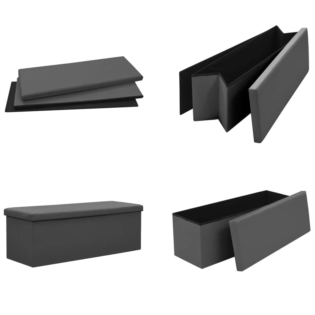 Panca contenitore pieghevole 110 x 38 x 38 cm PVC grigio 02_0010991