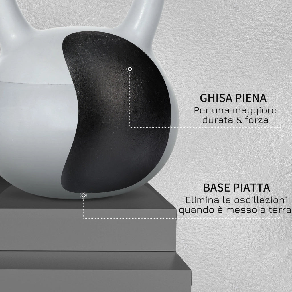 Kettlebell 4kg in PVC e Sabbia Metallica ¨C zephmum ¨C Grigio 19x19x26 cm