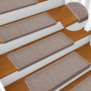 Tappetini per scale 15 pz 65x21x4 cm Marrone chiaro Bordo rettangolare 134569