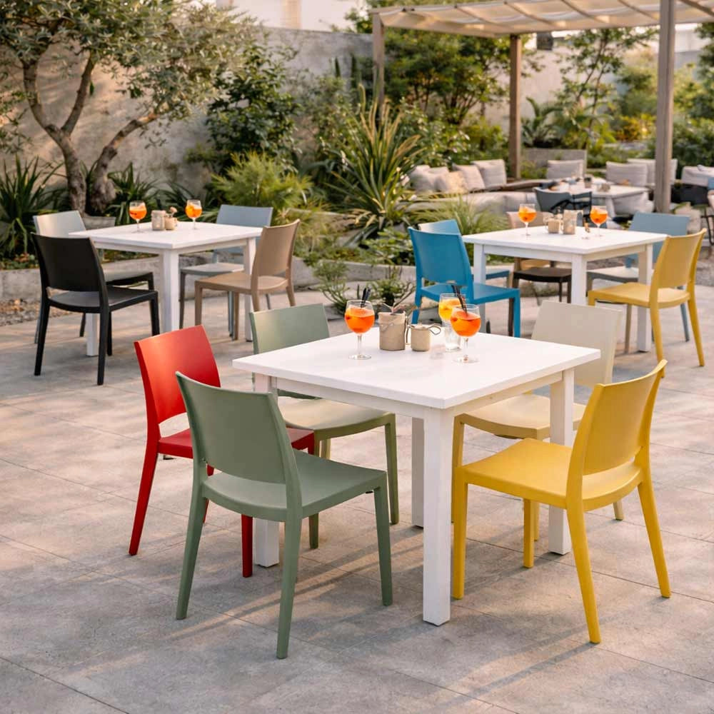Set di 6 sedie Altea in polipropilene giallo blu tortora verde bianco rosso