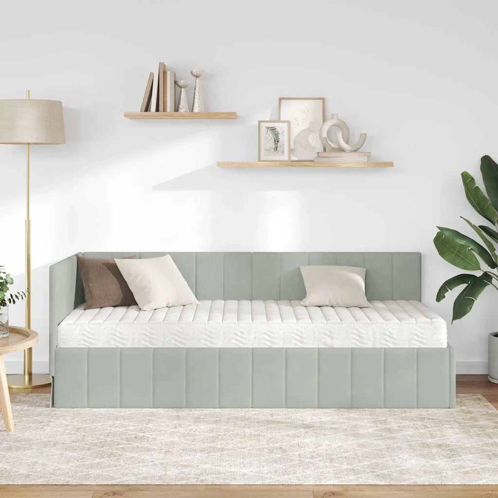 Struttura Letto Angolare con Materasso 2 pcs Grigio chiaro