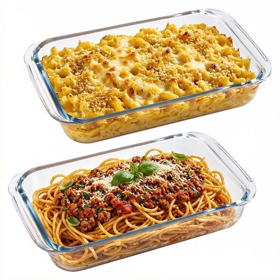 Scatola per forno 1 l - Rettilineo - Scatola per forno in vetro - Resistente al forno e al microonde - Manici termoresistenti - Vetro borosilicato duraturo - Forma per forno