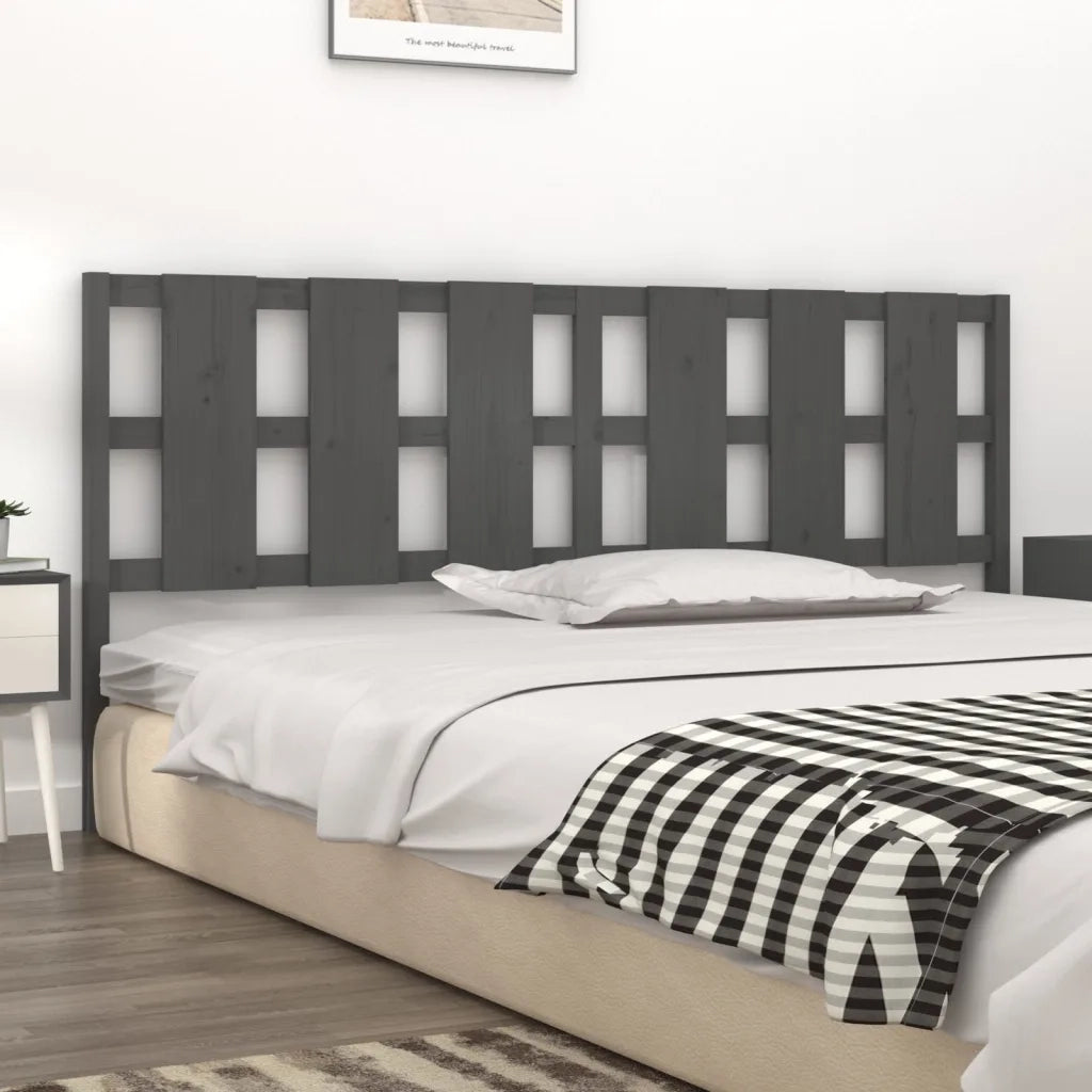Testiera per Letto Grigia 205,5x4x100 cm Legno Massello di Pino cod mxl 31859