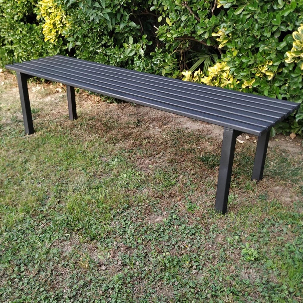 Panchina da esterno con seduta per giardino acciaio zincato 160 cm