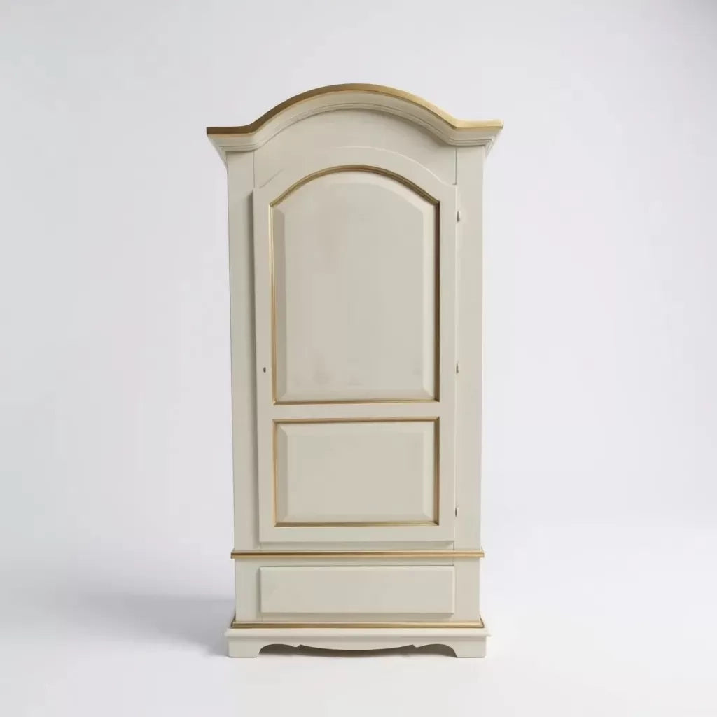 Armadio shabby 1 porta legno bianco anticato filo ocra 96x56x196 - Mobili 2G