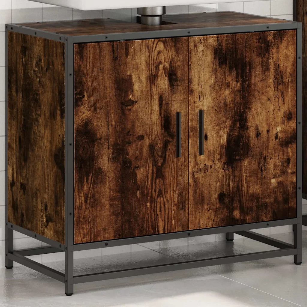Mobile Lavabo Bagno Rovere Fumo 65x33x60 cm Legno Multistrato
