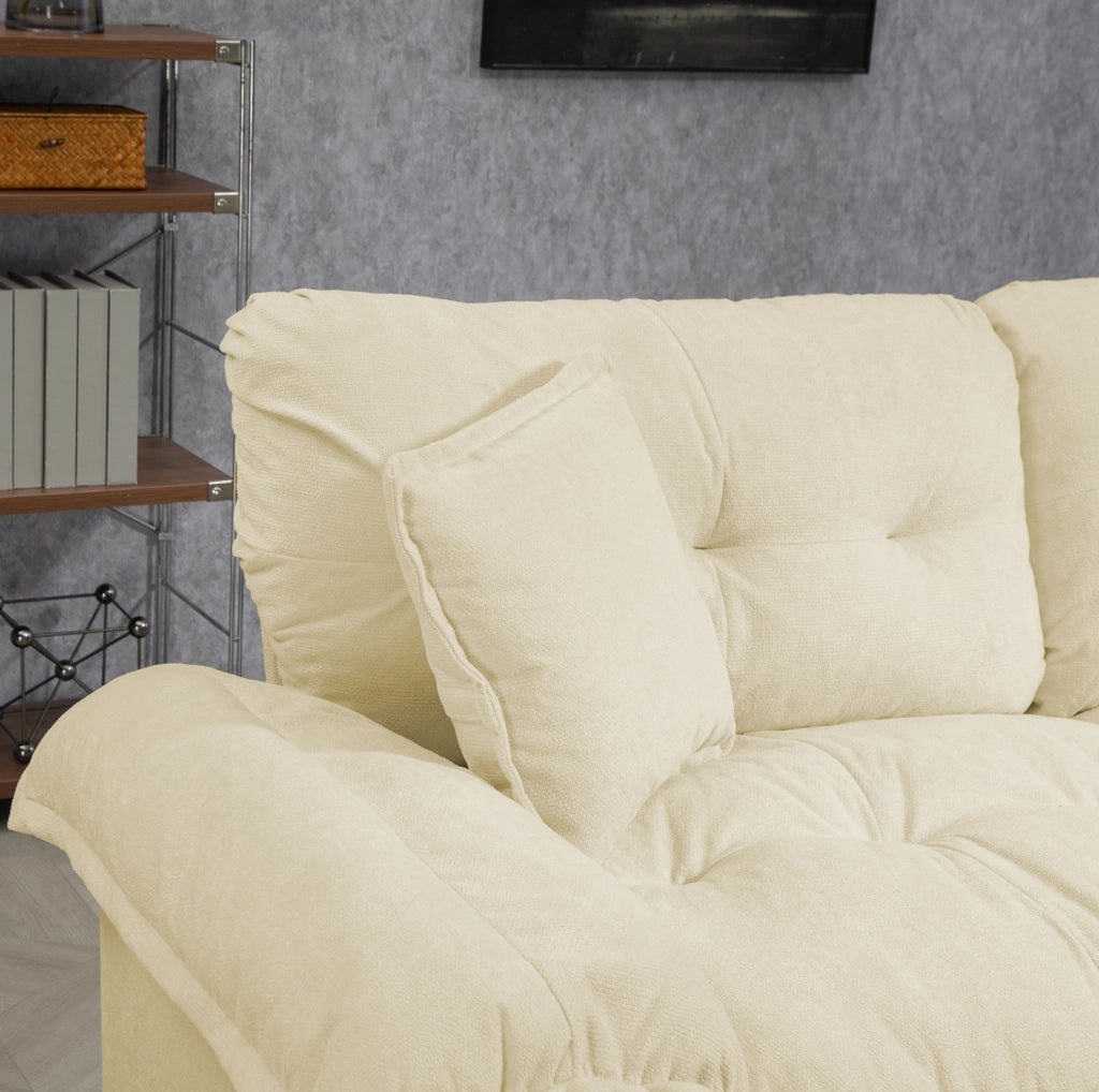 Set Divano 2 Pezzi in Chenille: Poltrona + Divano 2 Posti con Imbottitura a Doppio Strato e Cuscini Decorativi