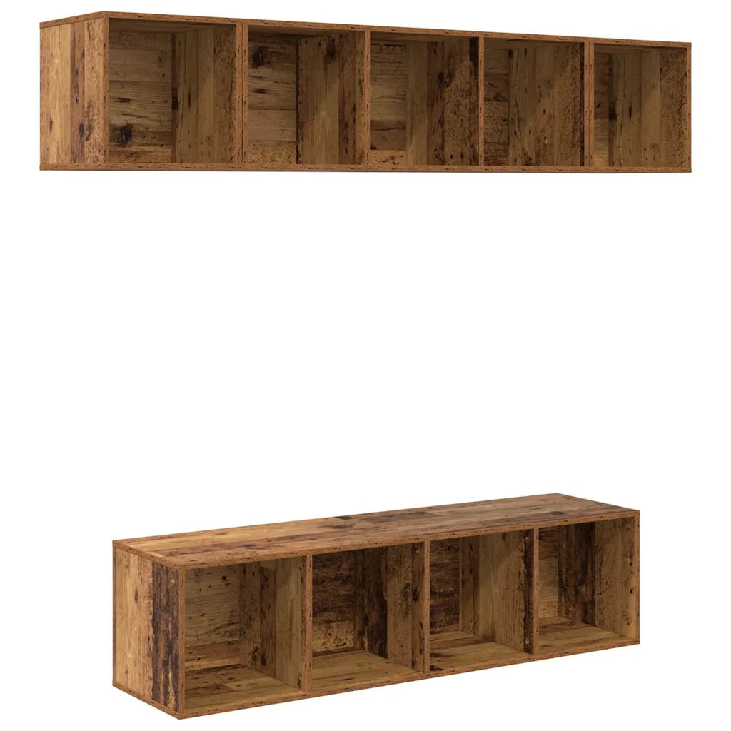 vidaXL Set mobile TV 4 pcs Legno vecchio 37 x 37 x 142.5 cm