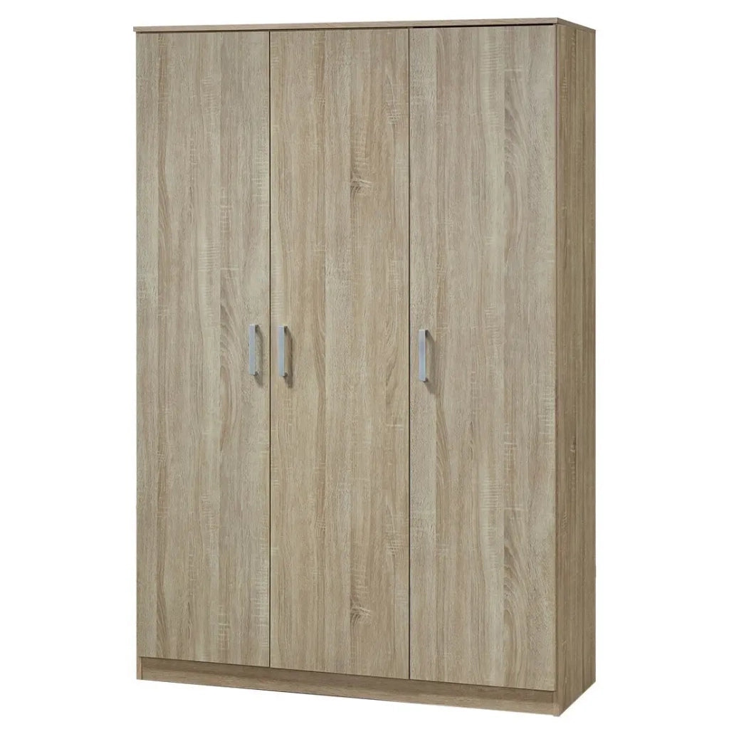 Armadio BERGAMA 3 porte, rovere Sonoma, maniglie grigie, stile contemporaneo e pratico
