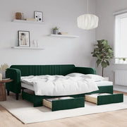 Divano Letto Estraibile Cassetti Verde Scuro 90x200cm Vellutocod mxl 130639