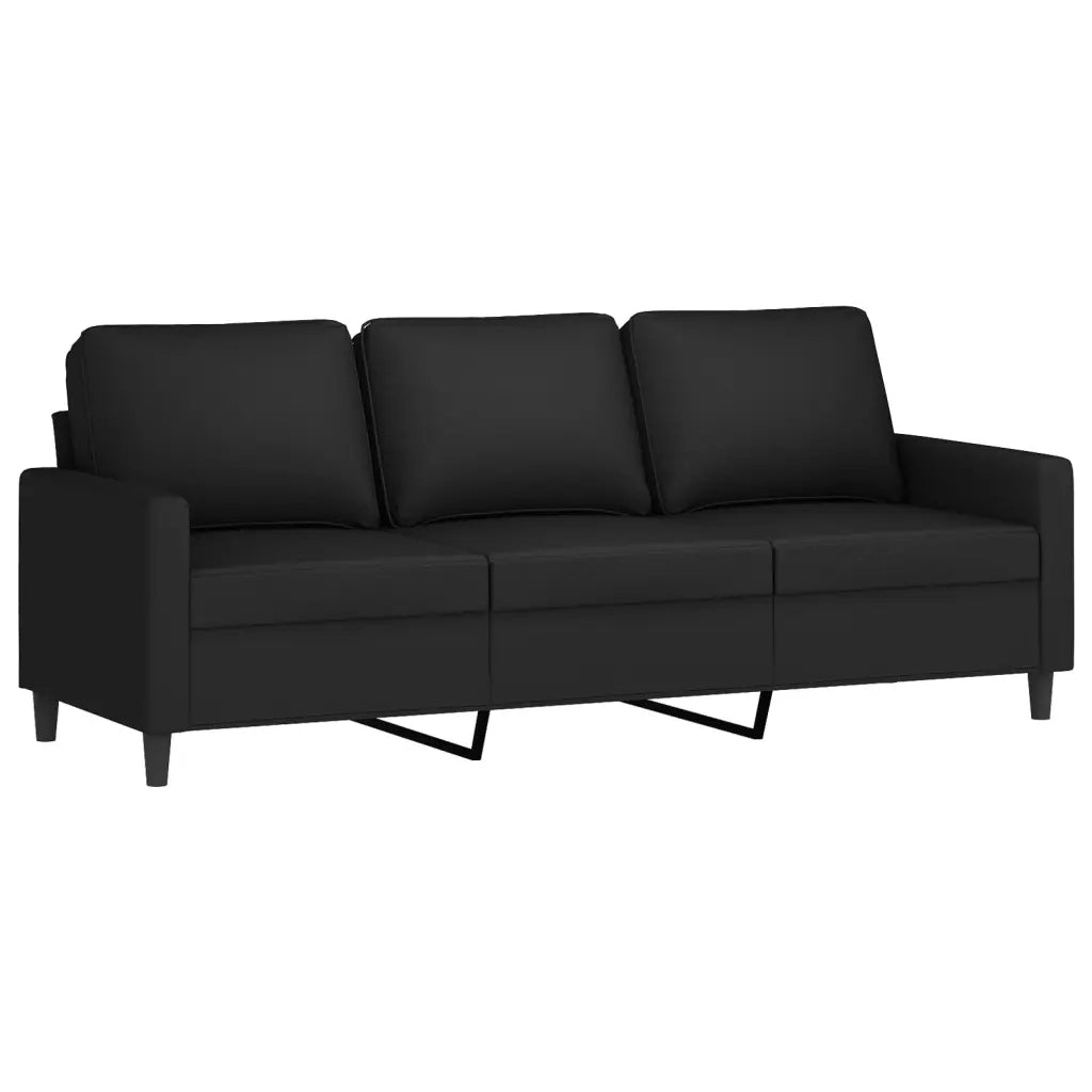 Divano a 3 Posti con Poggiapiedi Nero 180 cm in Velluto 3201060