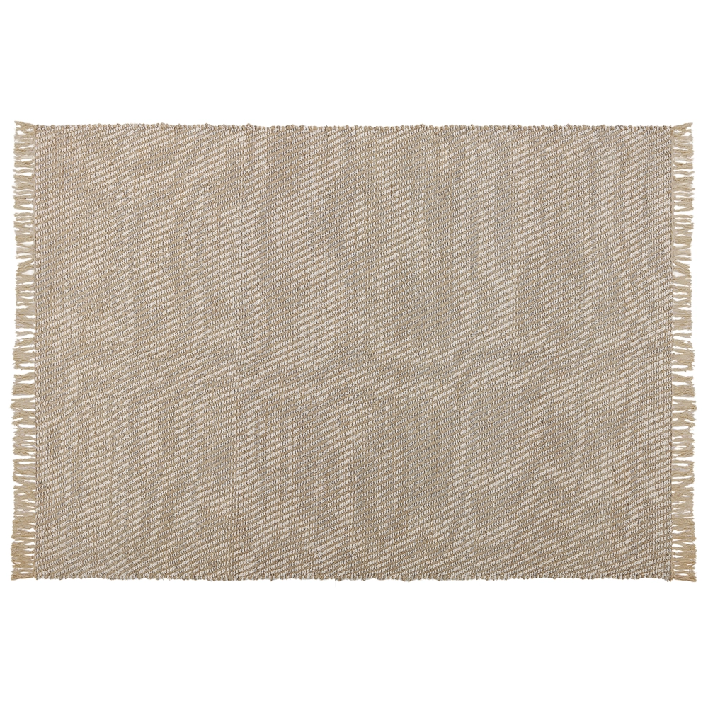 Tappeto in juta beige e cotone 140 x 200 cm con frange intrecciate a mano Boho ingresso camera da letto