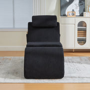 Poltrona Ergonomica con Tasca Laterale e Cuscino Rimovibile in velluto a coste Nero