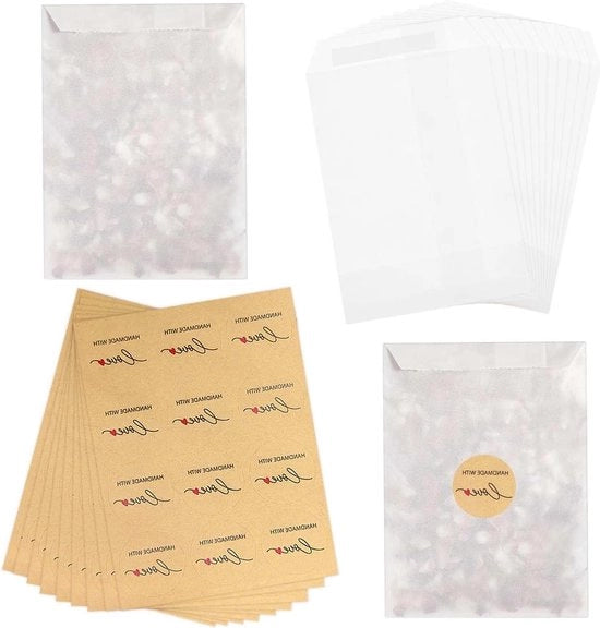 100 Set di Sacchetti di Confetti Biodegradabili - 135 * 9 cm - Sacchetti in Pergamena